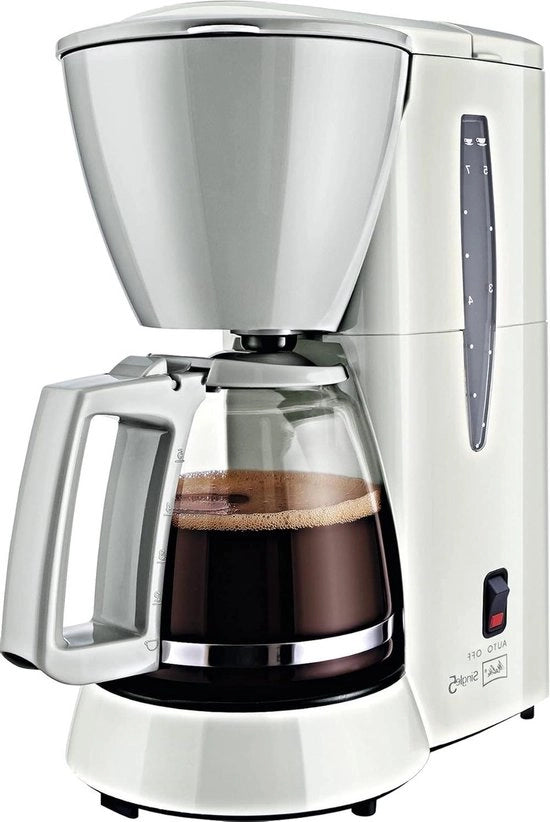 Filtro per caffè - 5 tazze - bianco - fermabuco - con caraffa in vetro