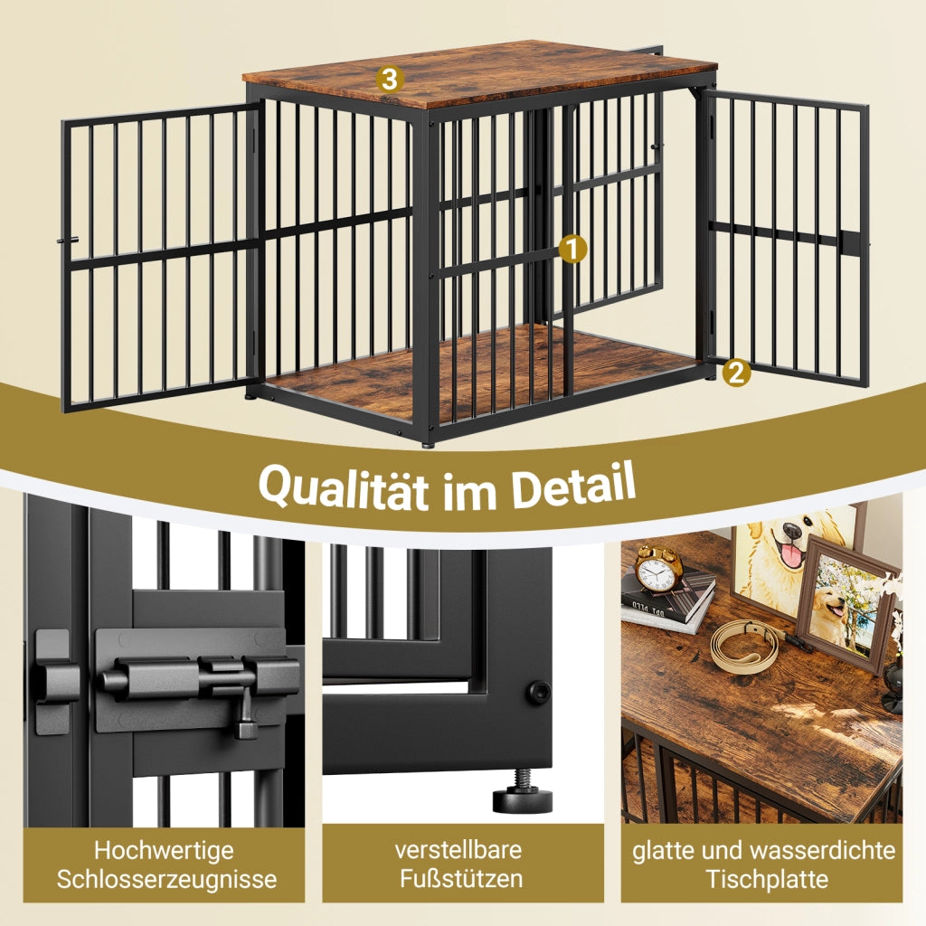 GABBIA CANE Arredo 84x56x66 cm 3 porte Nero/Marrone