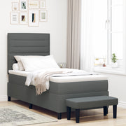 Letto a Molle con Materasso e Panca Grigio Scuro 90x190 cm Tessuto
