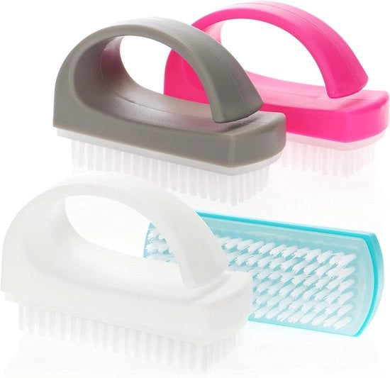 Set di 4 borsette per mano - borsetta per unghie con manico - borsetta per mano per la pulizia in blu bianco rosa e grigio (04 pezzi - mix di colori 3)