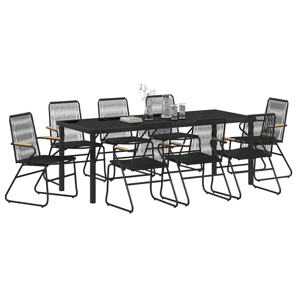 Set da Pranzo per Giardino 9 pcs Nero 3379176