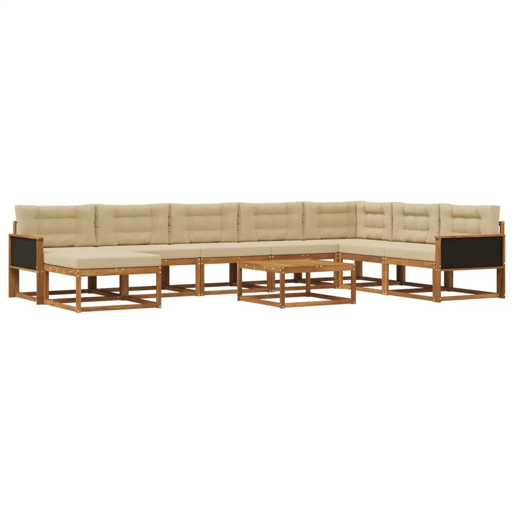 Set di divani da esterno con cuscino 9 pcs Naturale e Beige 3382816