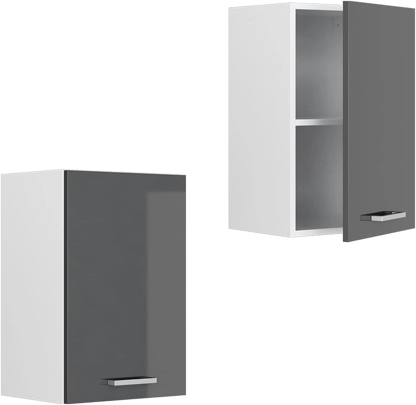Pensile da cucina R-Line, Antracite lucido, 40 cm, per la libera combinazione all'interno di sistemi cucina modulari