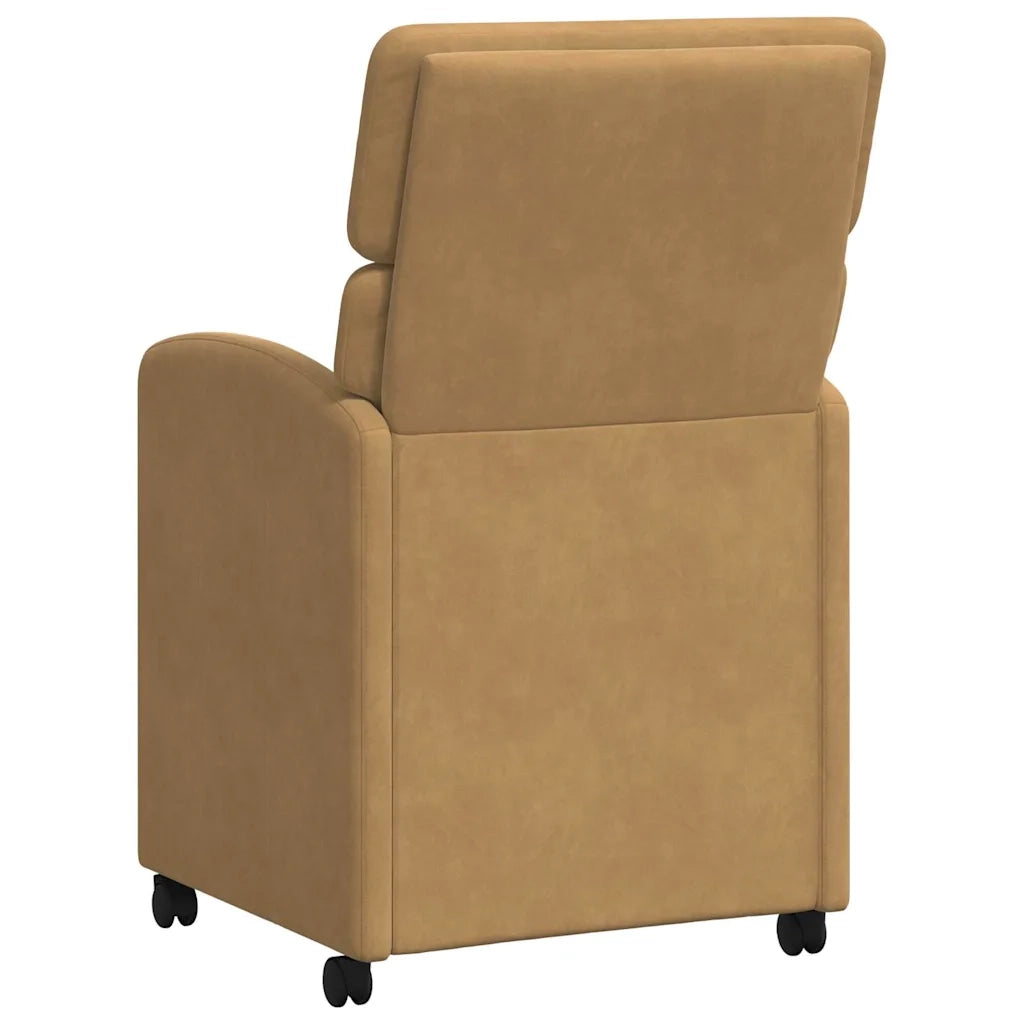 Sedie da Pranzo con Ruote 2 pcs Marrone 58 x 65 x 98 cm Velluto 42017882