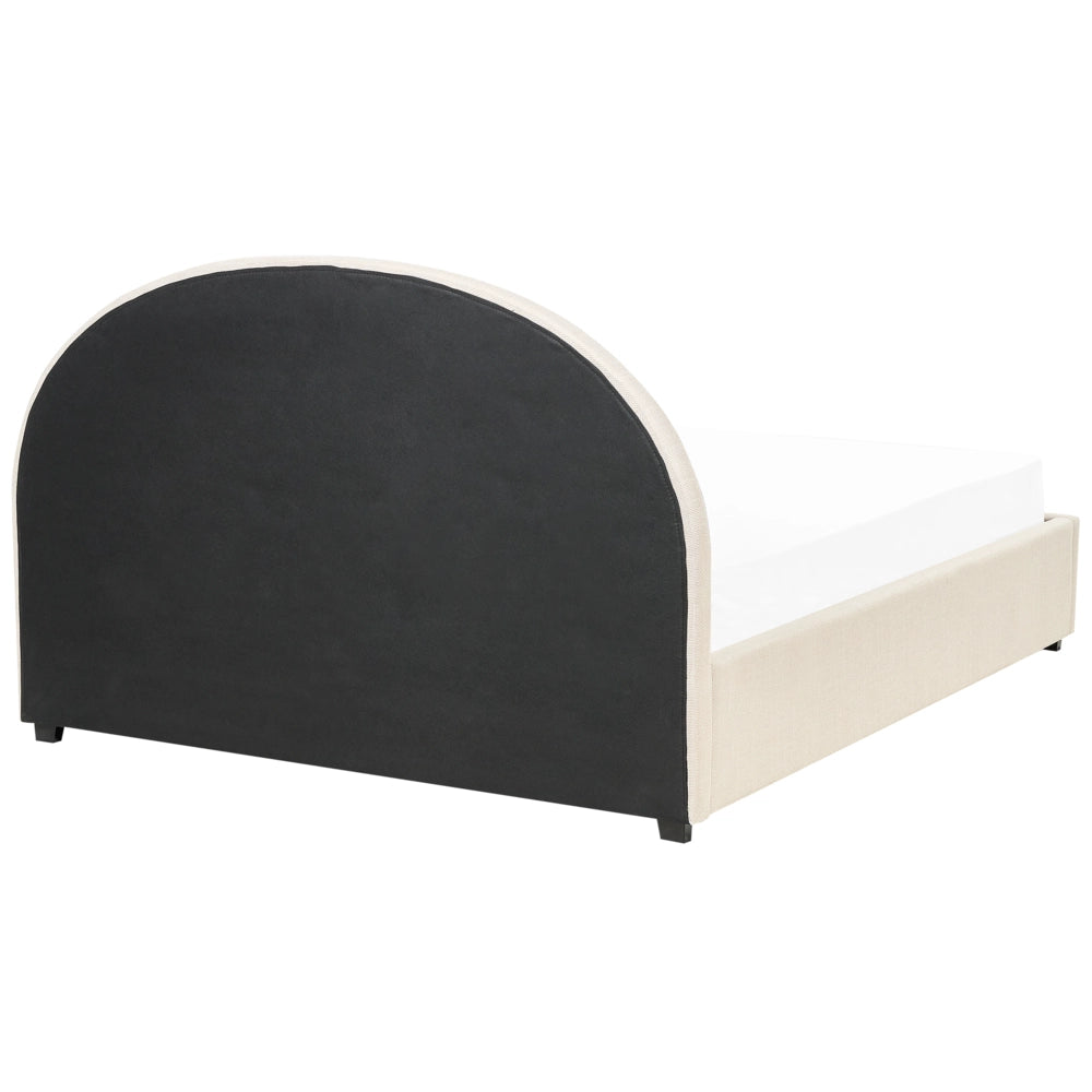 Letto matrimoniale contenitore minimalista beige 160 x 200 cm stile retrò minimalista