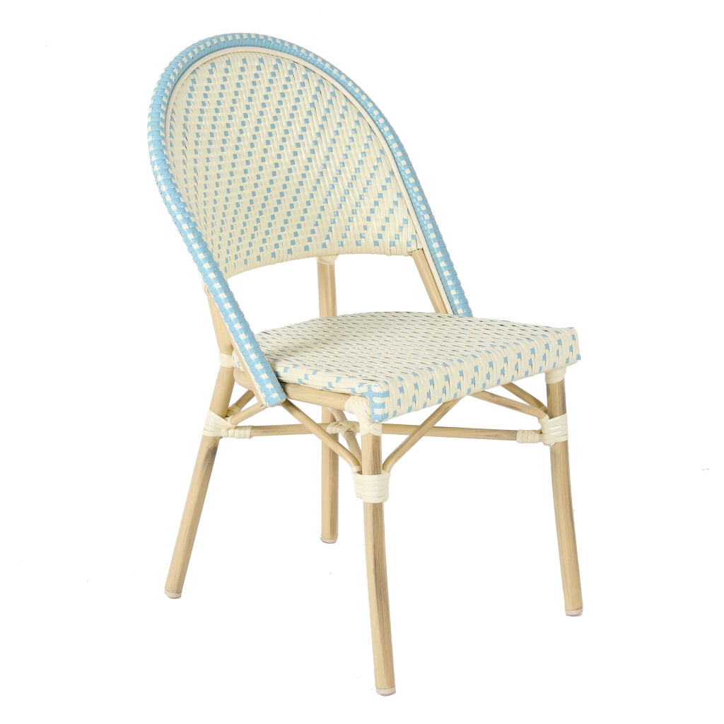 Sedia da giardino in rattan blu e alluminio