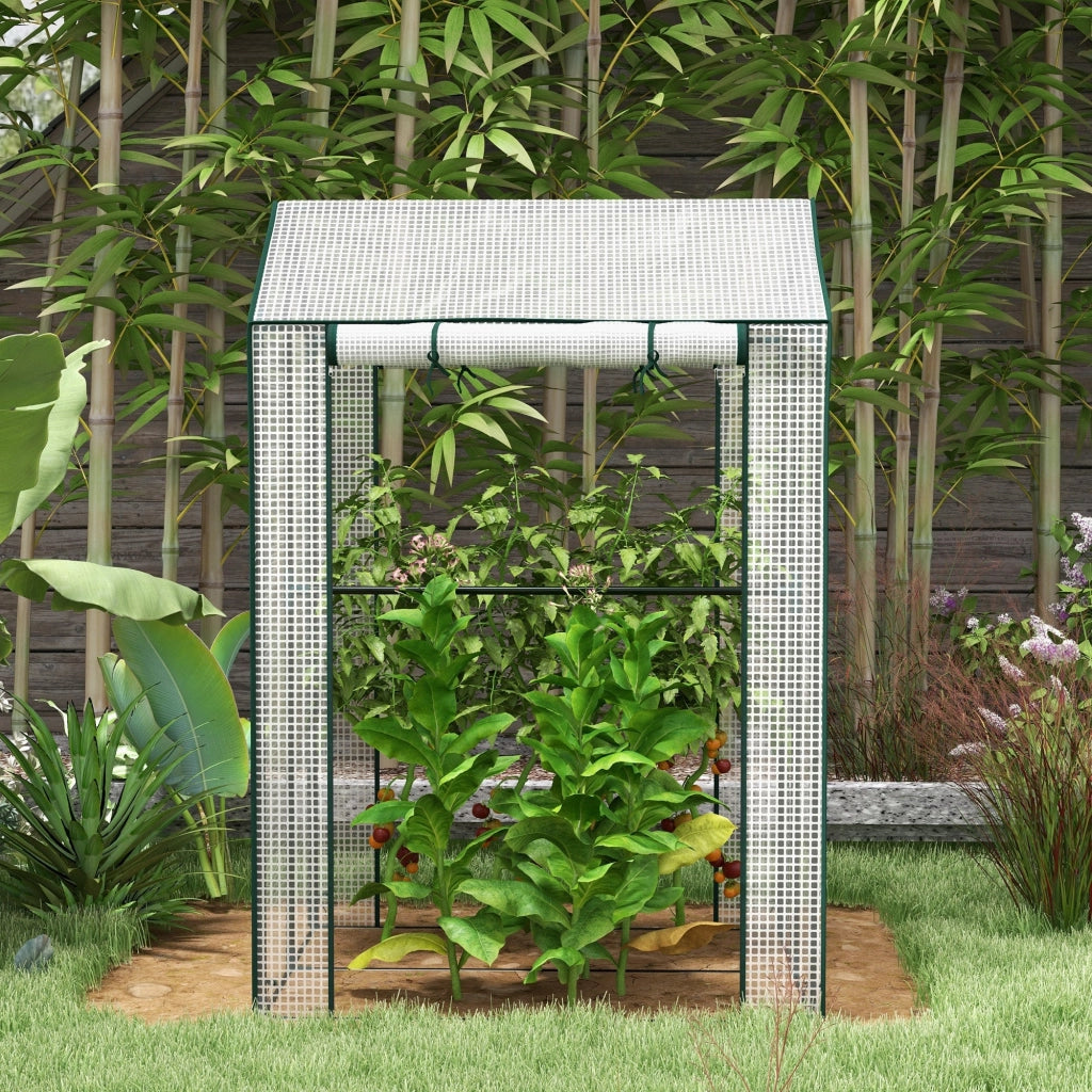 Serra da Giardino 2 Zone Separate e Porte Avvolgibili 100x80x150cm Copertura in PE