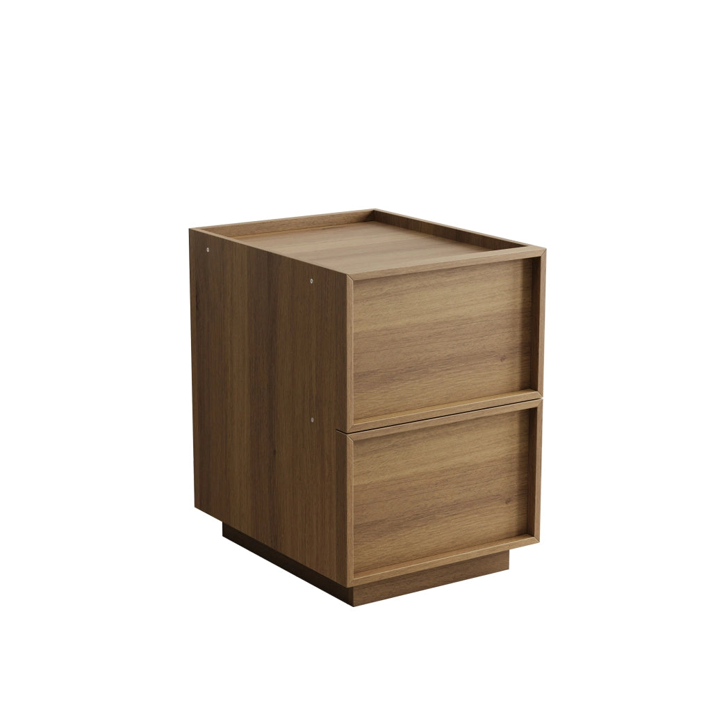 Comodino 38x48x55 cm con 2 cassetti; design minimalista; in MDF e truciolato; naturale
