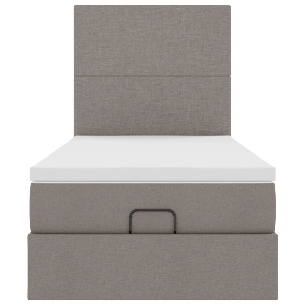 Struttura Letto Pouf con Materasso Tortora 90x190 cm in Tessuto