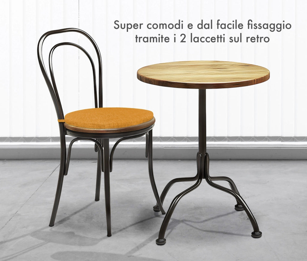 Cuscini Rotondi Per Sedie Cucina Imbottiti Sfoderabili Con Cerniera Cuscino Rotondo Ø 40 Cm Sedia Tavolo Lavabile In Lavatrice Con Lacci Per Fissaggio Prodotto Italiano Comodi 6 Pezzi - Arancione