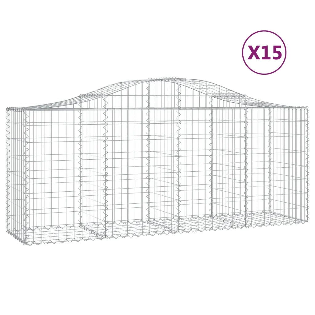 Cesti Gabbioni ad Arco 15 pz 200x50x80/100 cm Ferro Zincatocod mxl 100002