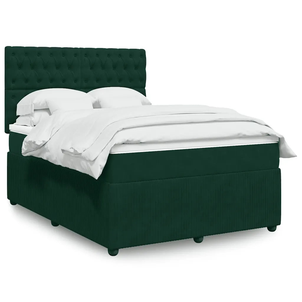 Giroletto a Molle con Materasso Verde Scuro 140x190 cm Velluto 3294643