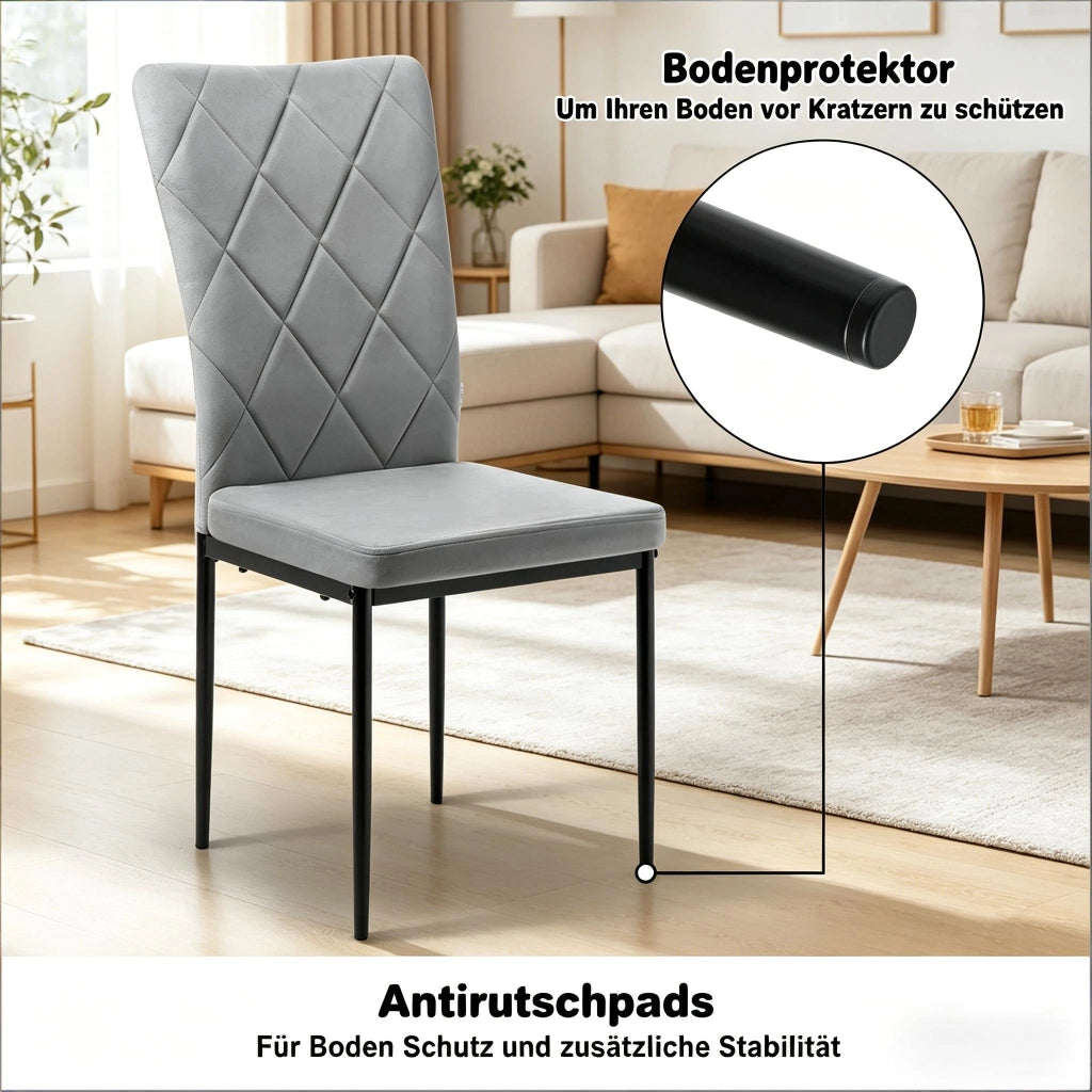 SEDIA DA PRANZO IMBOTTITA 42 x 94,5 x 59 cm Velluto Grigio Scuro Set da 4 pezzi