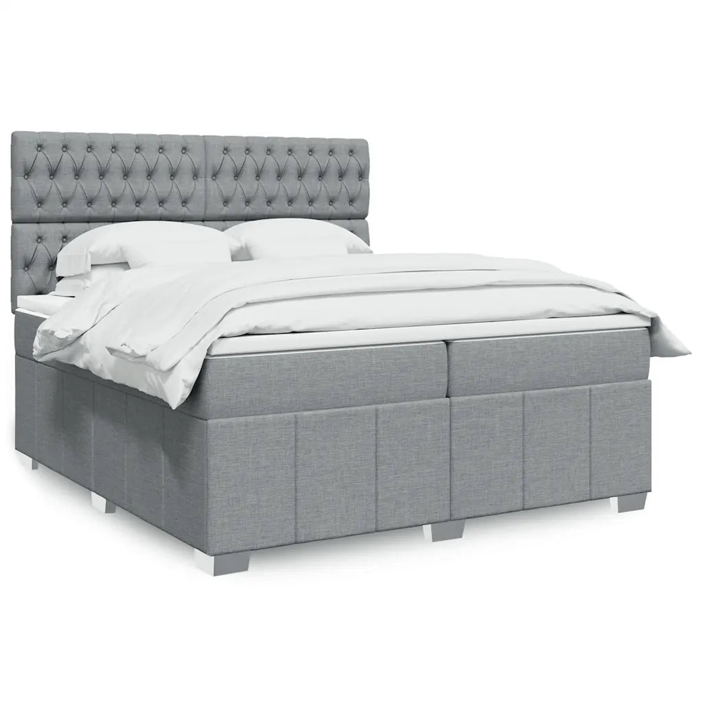 vidaXL Giroletto a Molle con Materasso Grigio Chiaro 200x200cm Tessuto