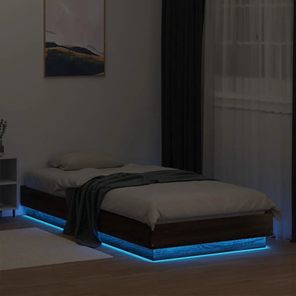 Letto singolo | Letto per adulti | Giroletto con LED Rovere Marrone 100x200 cm