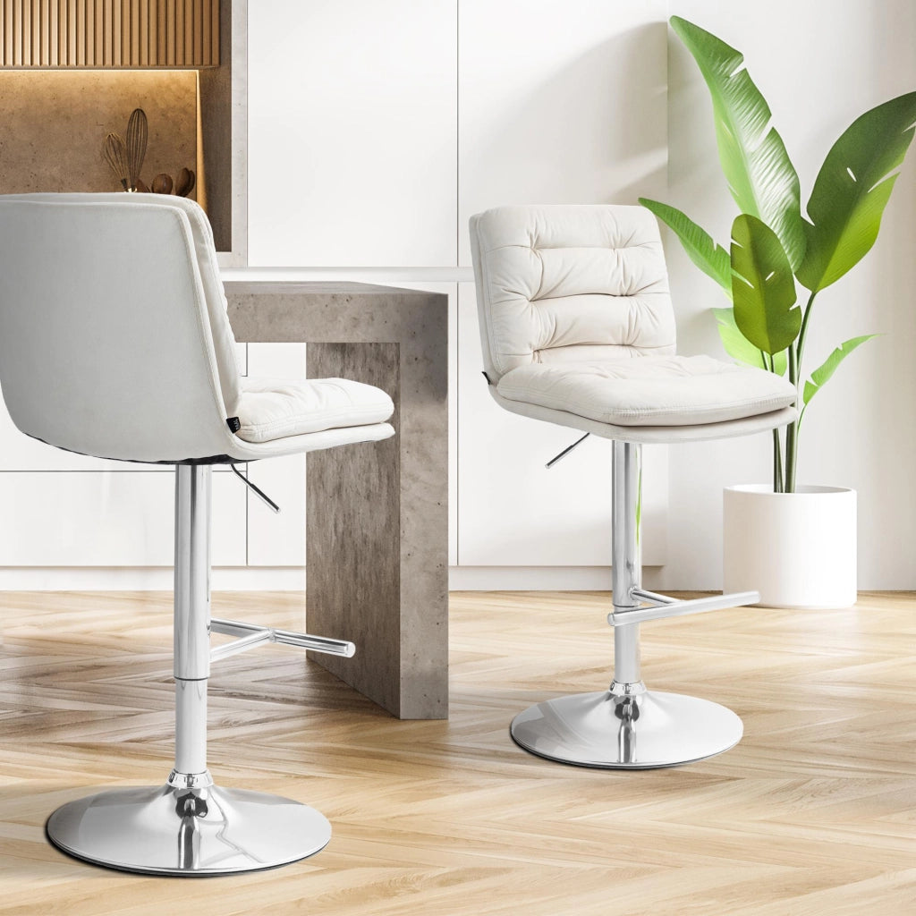 2er Set Barhocker Damar Samt chrom