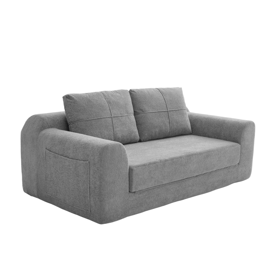 Divano letto da pavimento 2 in 1 in velluto grigio scuro