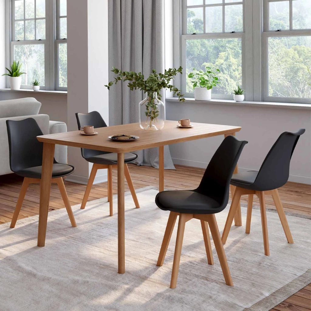 IDMarket - Set di 4 sedie da pranzo nere SARA