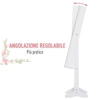 Armadio Portagioie Portagioielli con Specchio Regolabile e Illuminazione LED, Legno, Bianco, 30x146x36 cm