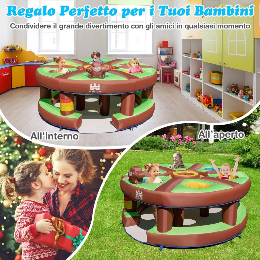 Giocattolo Gonfiabile per Bambini con Acchiappa la Talpa, Castello Gonfiabile per Bambini con Soffiatore, Borsa di Trasporto e Kit di Riparazione, 3-10 anni, 256 x 256 x 120cm