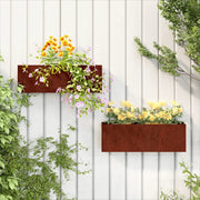 Fioriere da Parete 2 pz Ruggine in Acciaio Corten 53x10x17 cmcod mxl 106533