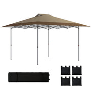 Tenda da giardino pieghevole 4x4 m ¨C zephmum ¨C beige e marrone con sacchi di sabbia e ruote