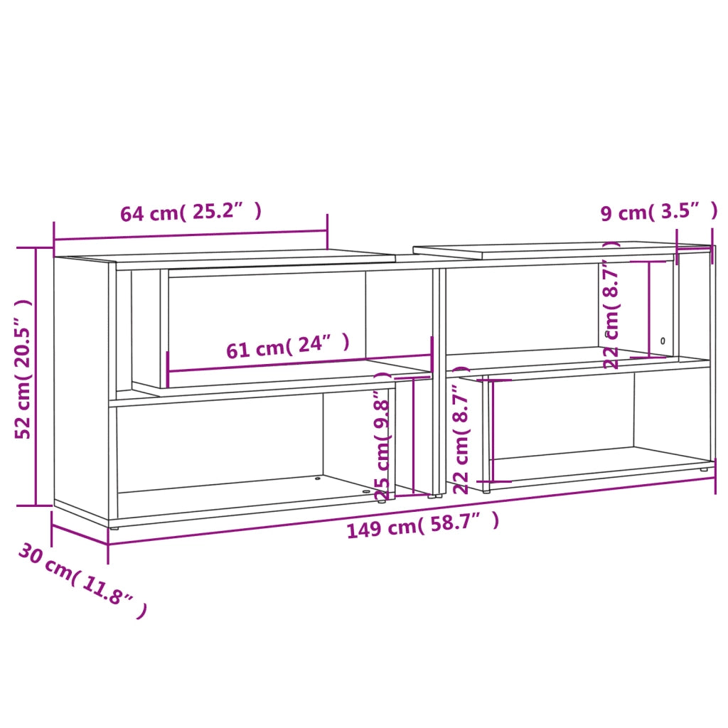 Mobile Porta TV Bianco Lucido 149x30x52 cm in Legno Multistrato 808365