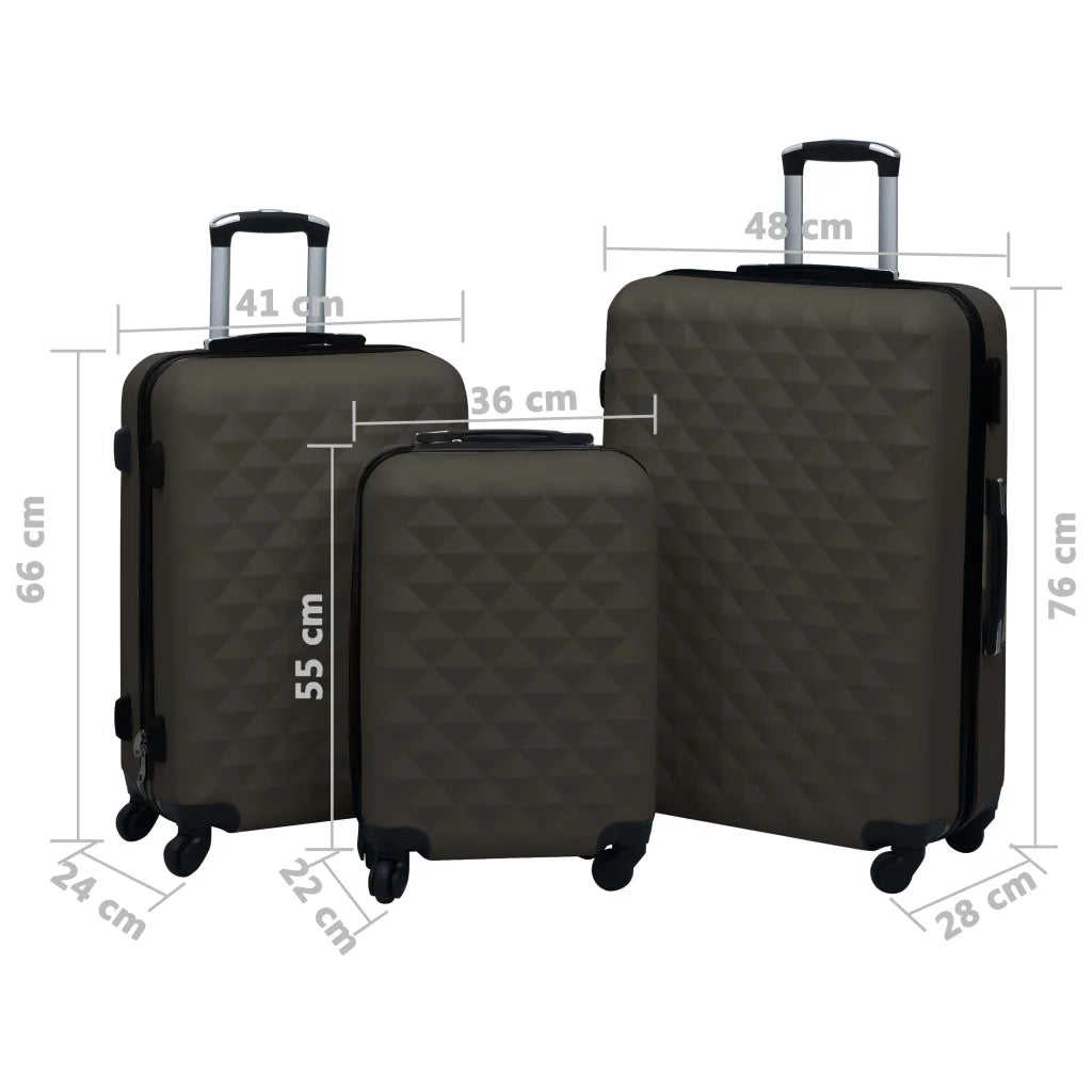 Set Valigie Trolley a Custodia Rigida 3 pz Antracite in ABS cod mxl 48806