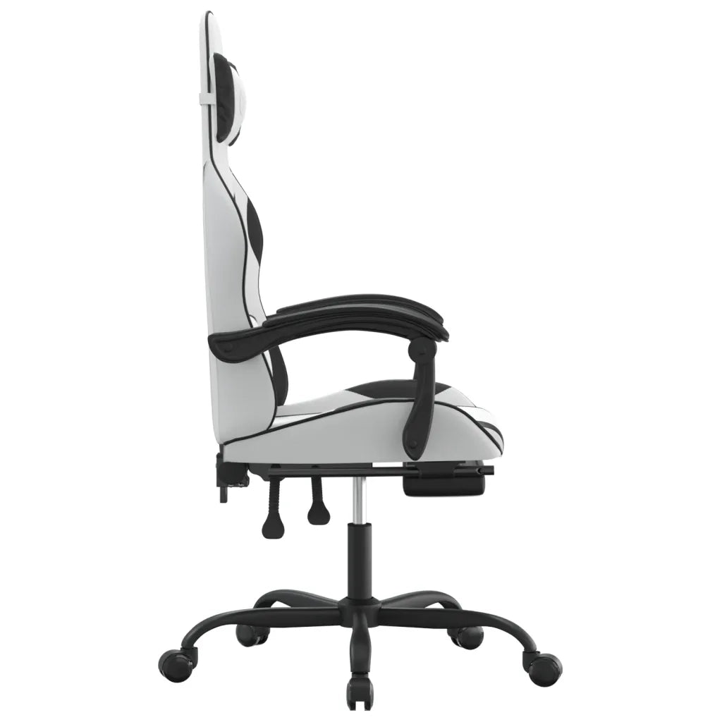 Sedia da Gaming con Poggiapiedi Bianco e Nero in Similpelle cod mxl 77548