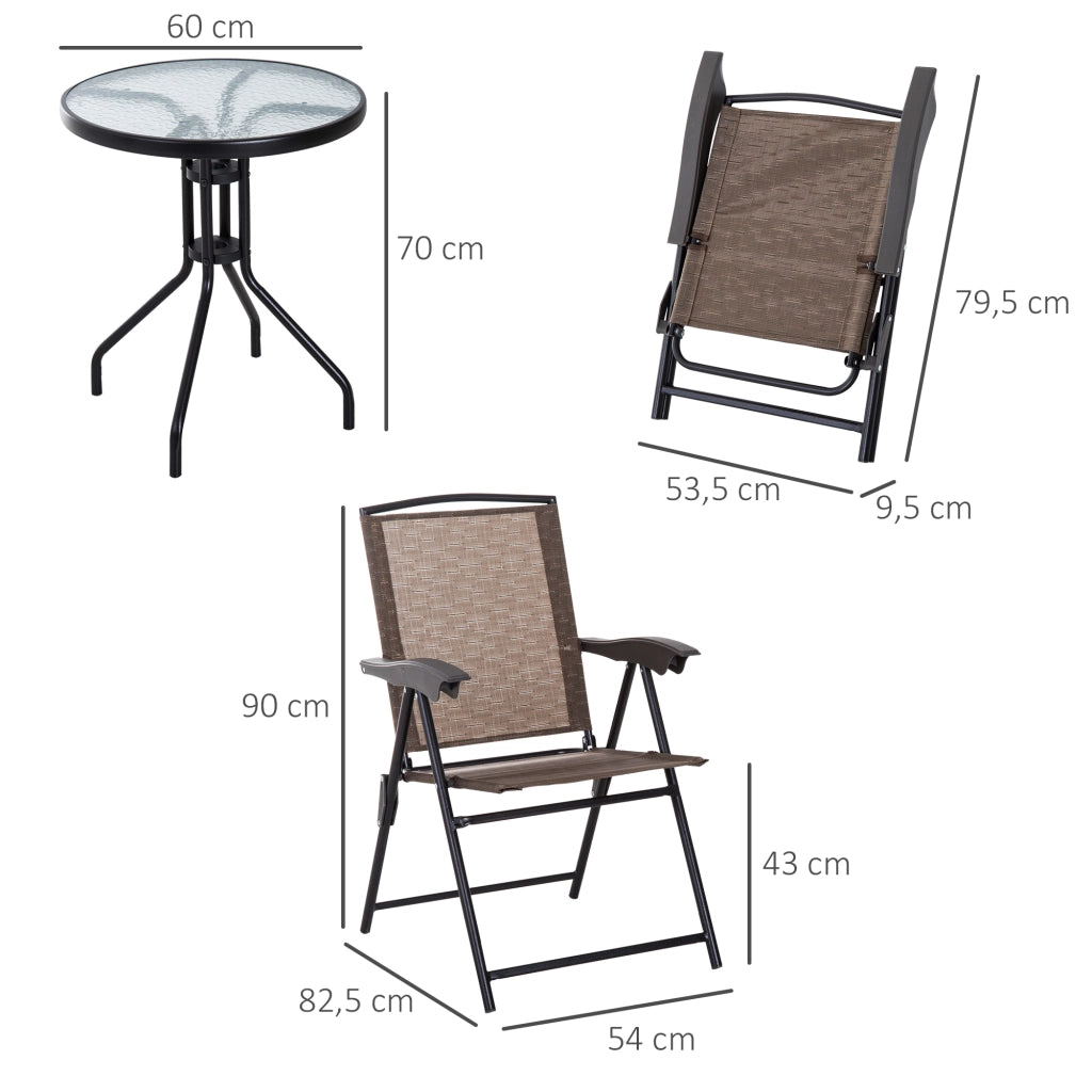 Set Giardino con Sedie Pieghevoli e Tavolo ¨C zephmum ¨C 3 Pezzi, Grigio Chiaro, Acciaio, Textilene