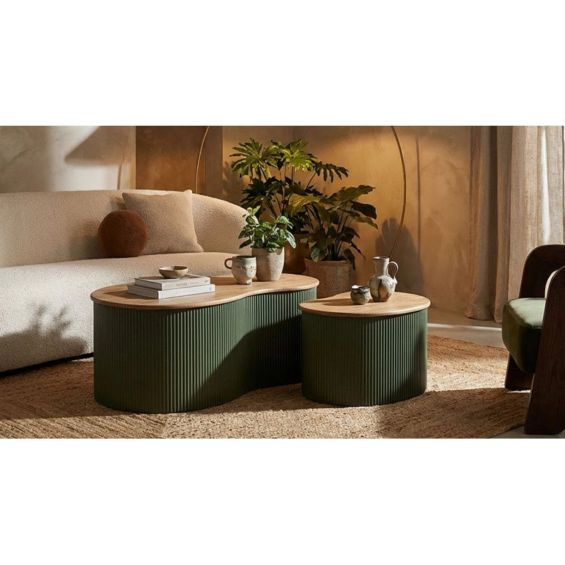 Tavolini Da Caffe' Frankfurt Coppia Verdi cm 87x53x32-50x35x28