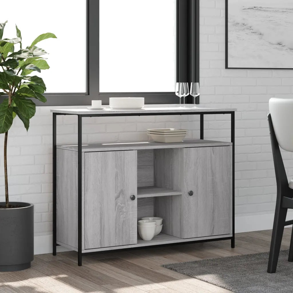 Credenza Grigio Sonoma 100x35x80 cm in Legno Multistrato 835502