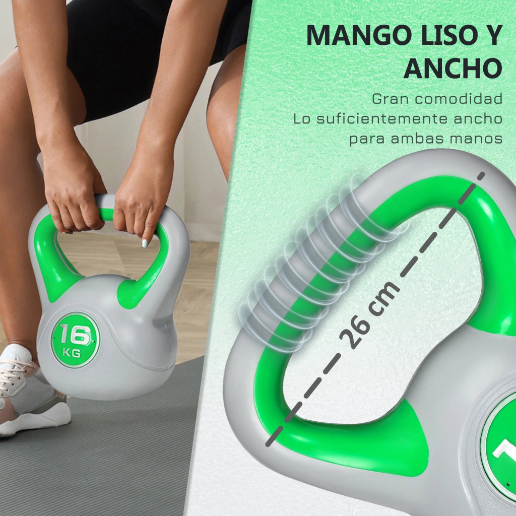 Kettlebell 16 kg Pesa Rusa ¨C zephmum ¨C Verde Grigio 27x17x31 cm