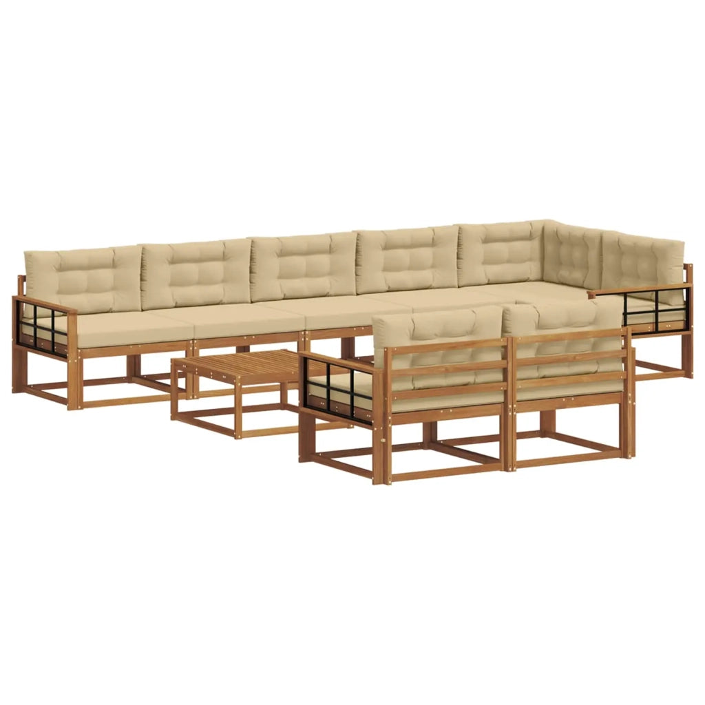 Set di divani da esterno con cuscino 9 pcs Naturale e Beige 3367801