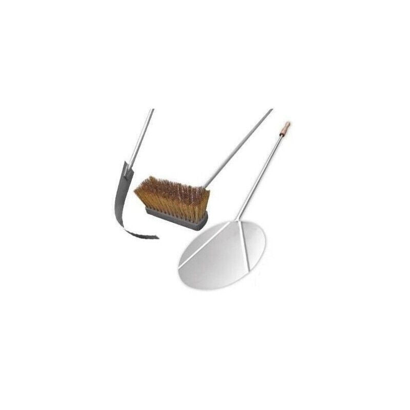 SET CON SPAZZOLA, RIMUOVI BRACE E PALA TONDA DA 32 CM PER FORNO E BBQ