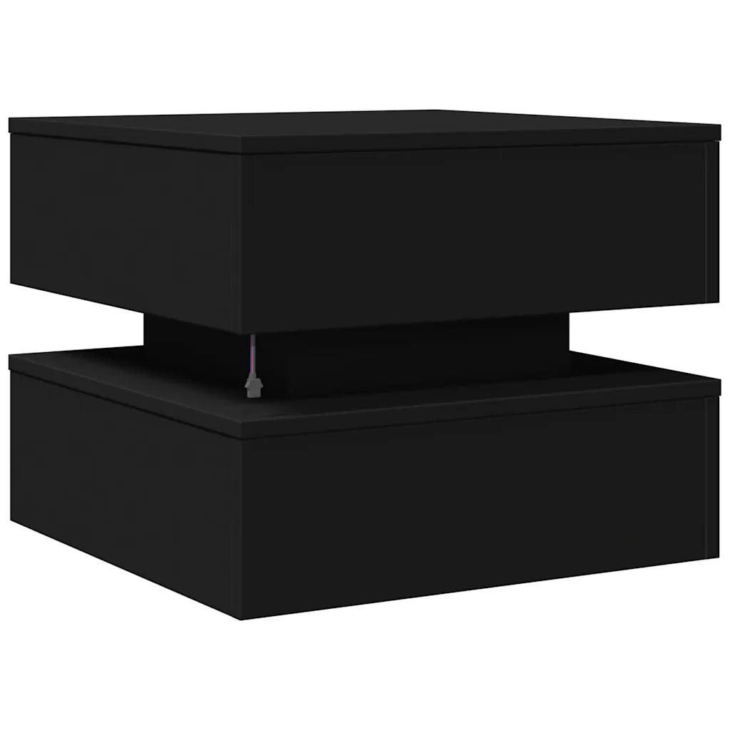 Tavolino da Salotto con Luci LED-Tavolino da soggiorno Nero 50x50x40 cm 901758