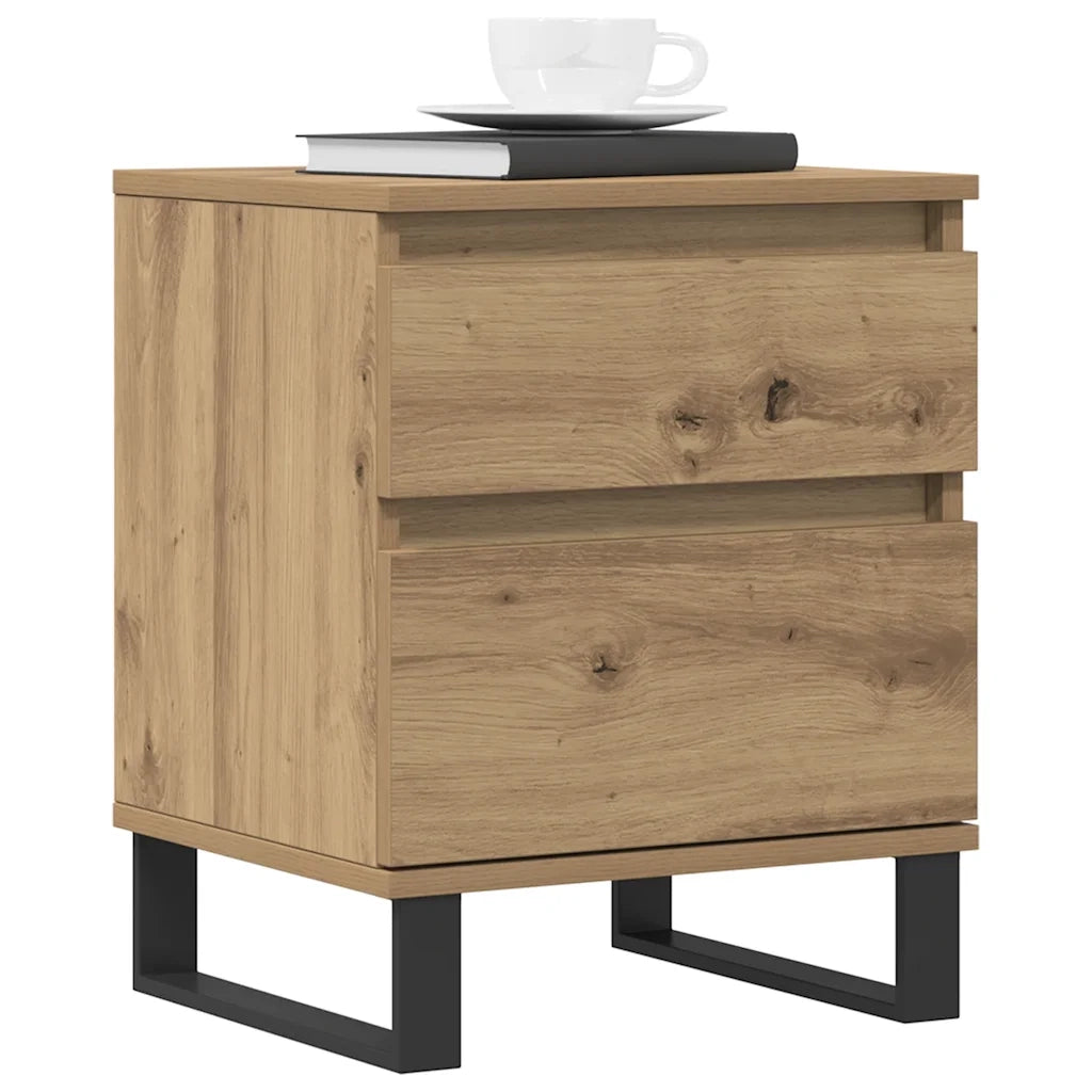 Comodini 2pz Rovere Artigianale 40x35x50 cm Legno Multistrato 857439
