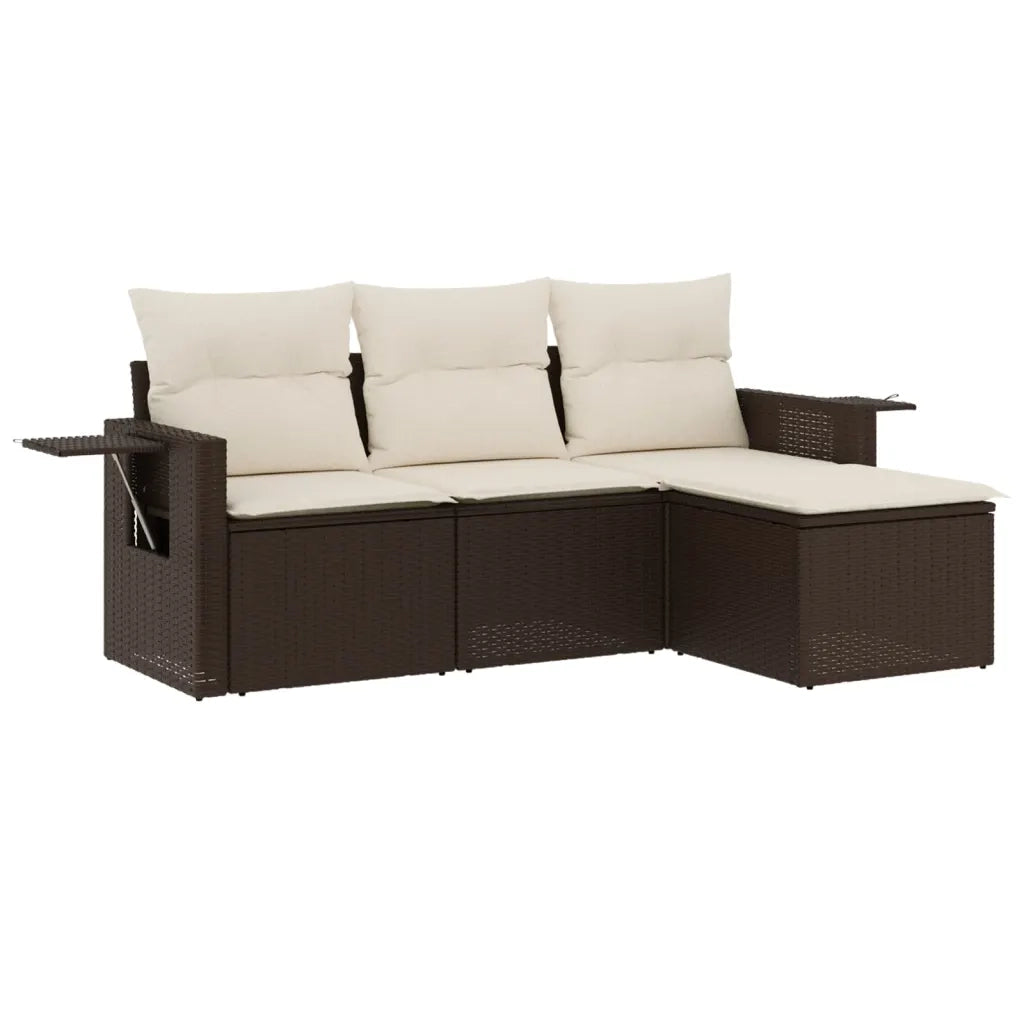 Set Divano da Giardino 4 pz con Cuscini Marrone in Polyrattan 3252410