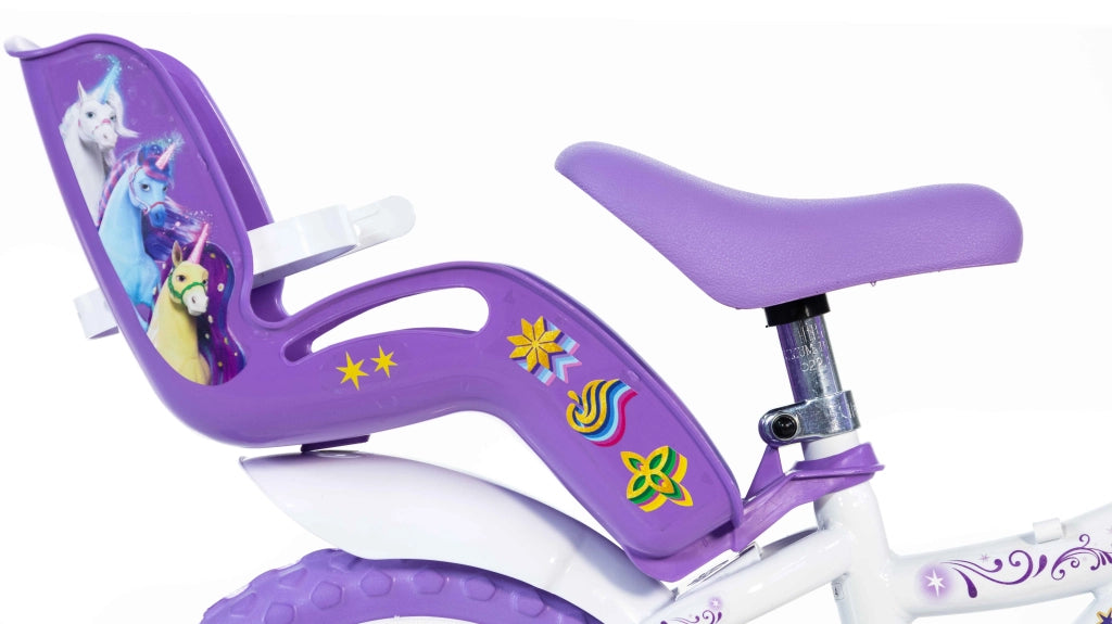 UNICORN ACADEMY 12", bicicletta per bambini, adatta a bambini tra i 3 e i 5 anni, per altezza tra 85 e 105 cm, cestino e