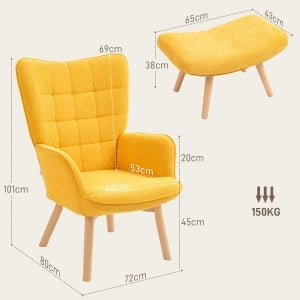 POLTRONA con pouf 72x80x101 cm in poliestere arancione