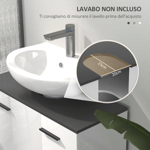 Mobile Sottolavabo da Bagno con Armadietto 2 Ante 80x34x60 cm Bianco Lucido