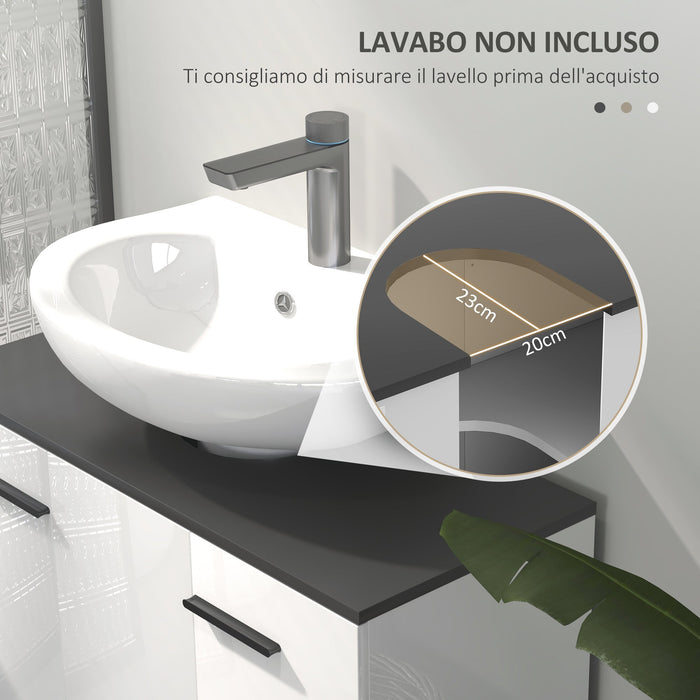 Mobile Sottolavabo da Bagno con Armadietto 2 Ante 80x34x60 cm Bianco Lucido