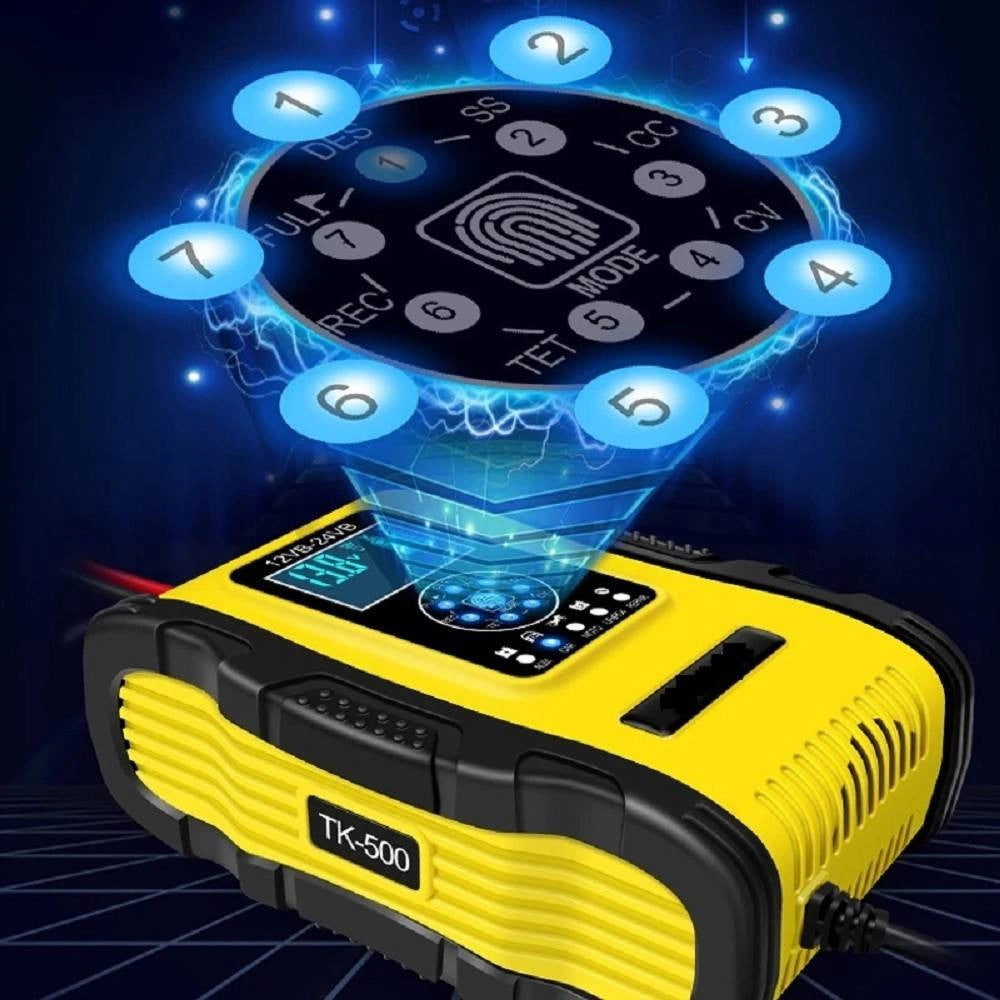 Trade Shop - Caricabatterie Intelligente Avviatore Emergenza Batteria Auto 12v-18a 24v-9a Tk500 -