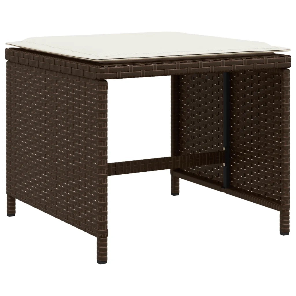 Sgabelli Giardino con Cuscini 4 pz Marroni 40x40x35cm Polyrattan CFW2270361