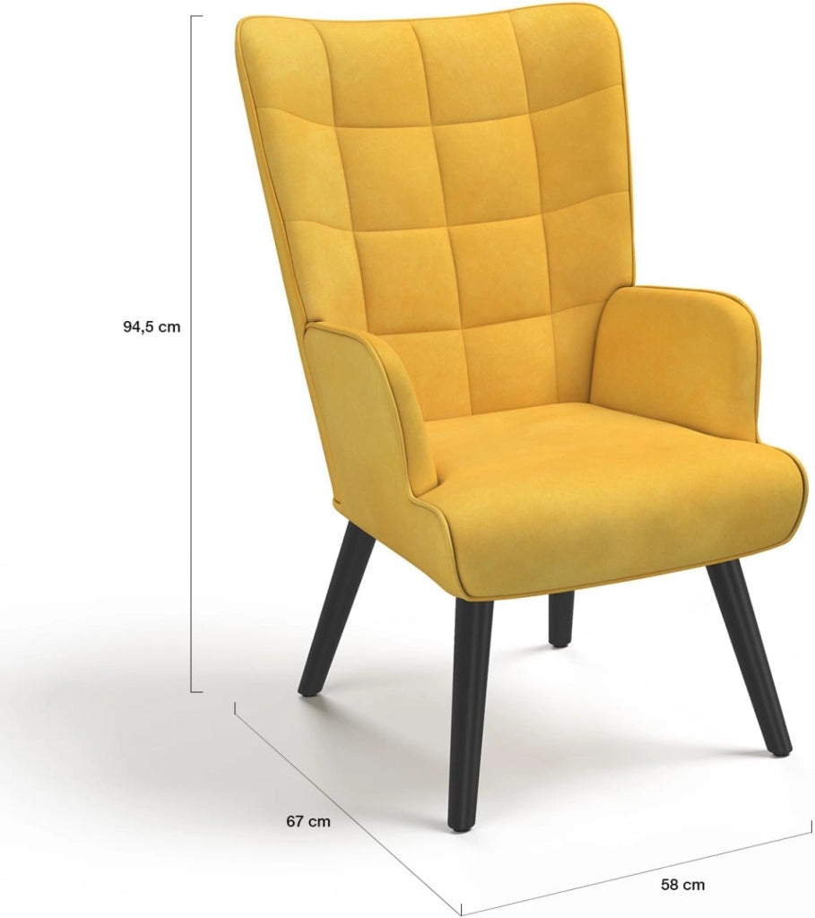 Poltrona scandinava ANIA in velluto giallo