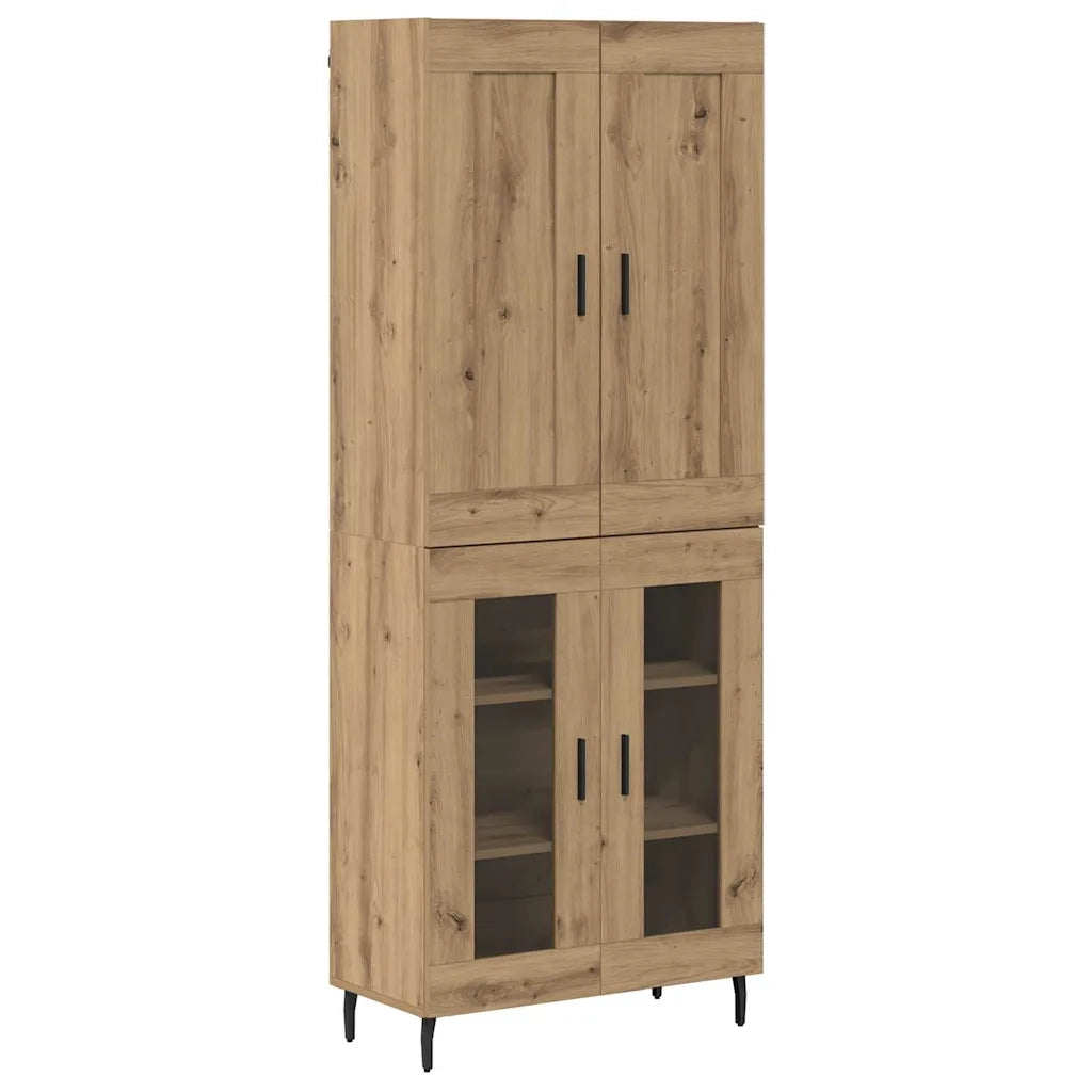 Credenza 2 pz-Set di 2 Buffet-Armadio da cucina Rovere artigianale Legno Stratificato e Vetro 281355