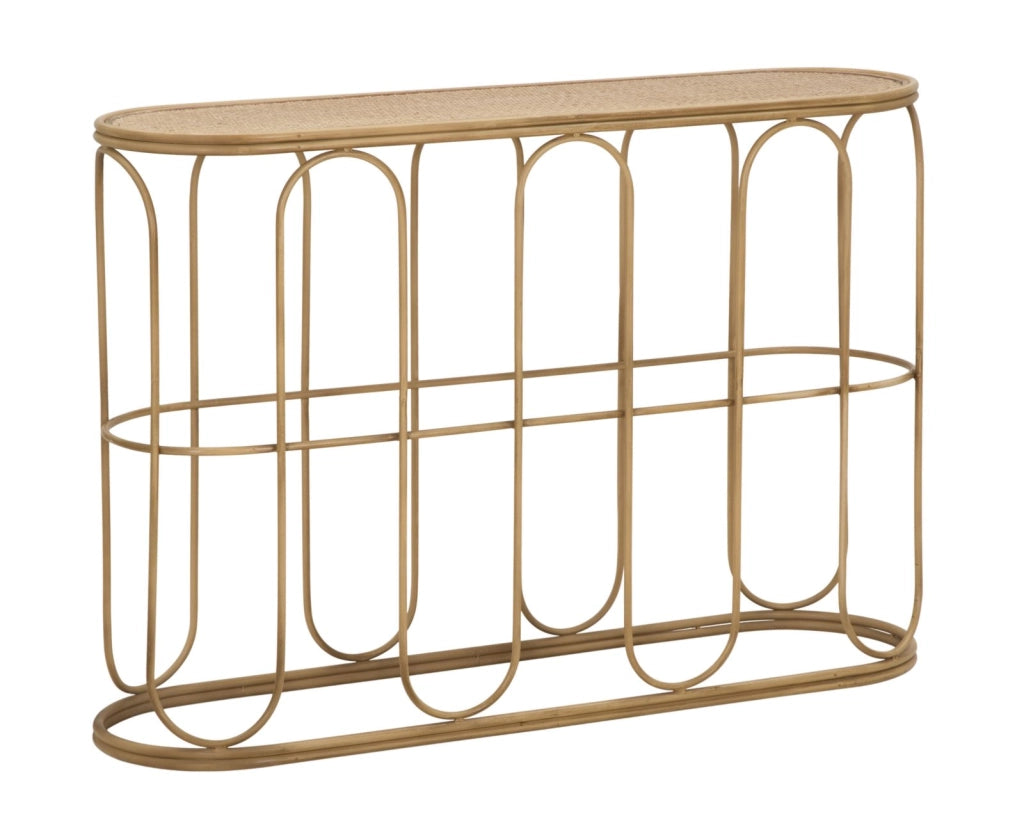 Consolle in metallo e legno naturale 110x32x77cm Samui