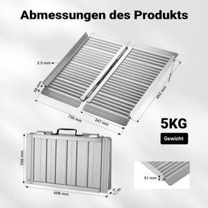 Rampa per disabili pieghevole e portatile, alluminio 62 cm max 270 kg, Pedana sedie a rotelle