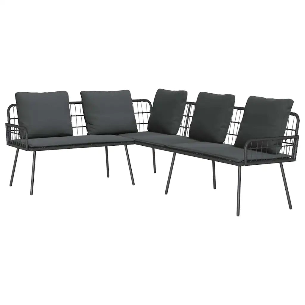 Set Divano da Giardino 2 pz | Set Salotto da Giardino Nero polyrattan
