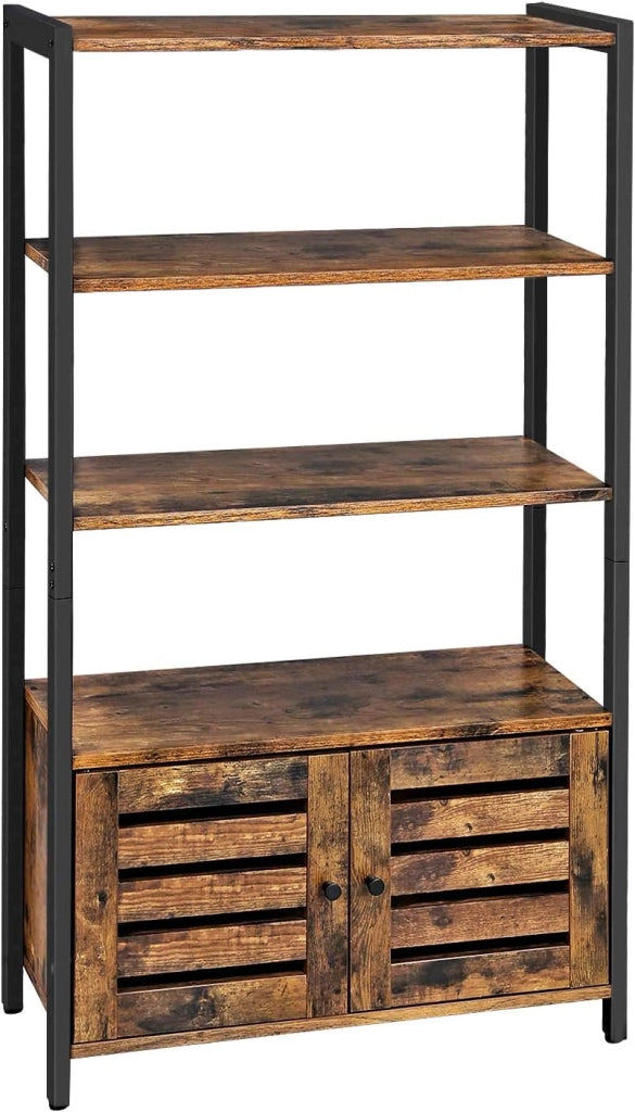 VASAGLE Libreria, Mobile portaoggetti in stile industriale, con 3 ripiani e 2 ante a battente, per soggiorno, ufficio, camera da letto, 70 x 30 x 121,5 cm, multifunzione, vintage LSC75BX